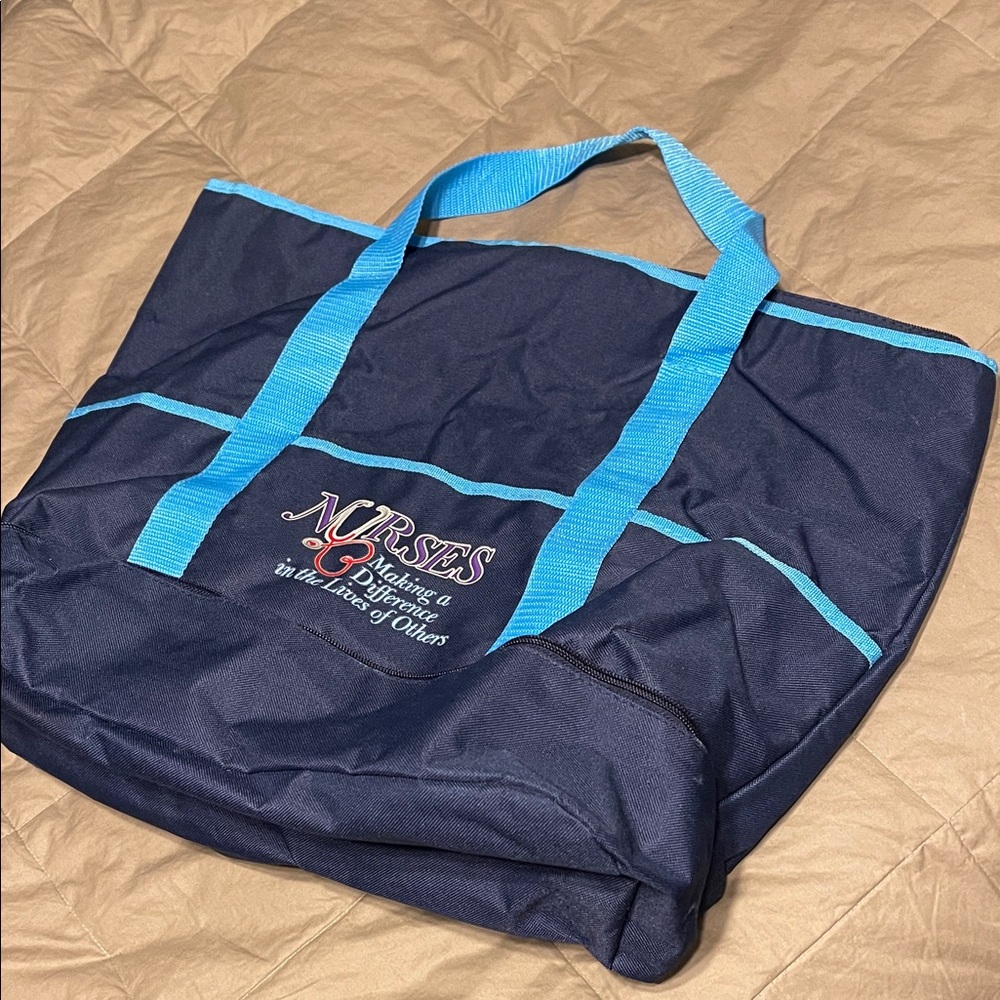Navy Blue  Nurse insulated tote Bag with Blue Straps